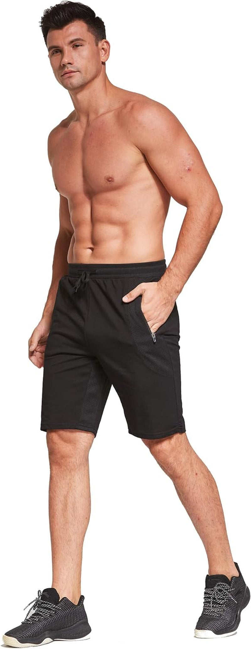 Mens Athletic Shorts with Zip Pockets